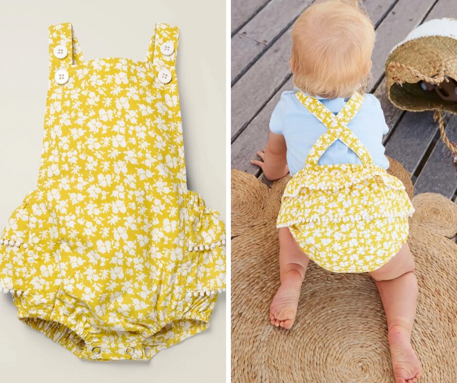 yellow frilly romper