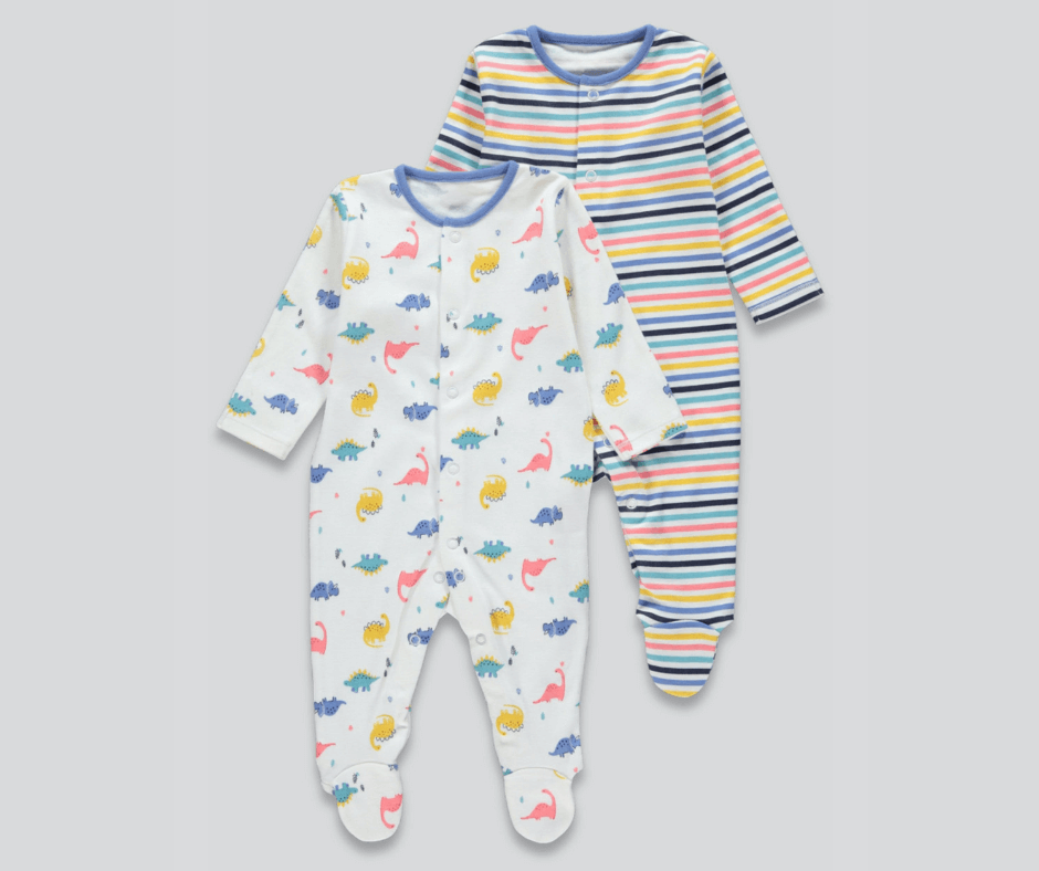 2 Pack Printed Baby Grows