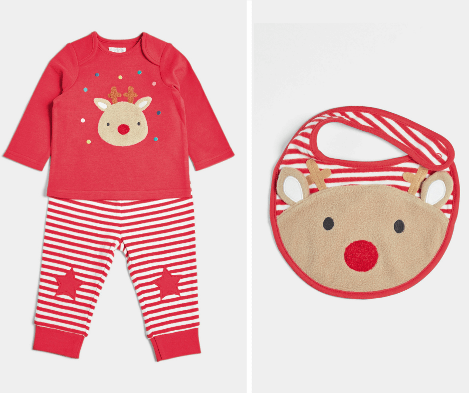 Applique Reindeer Pyjamas and bib