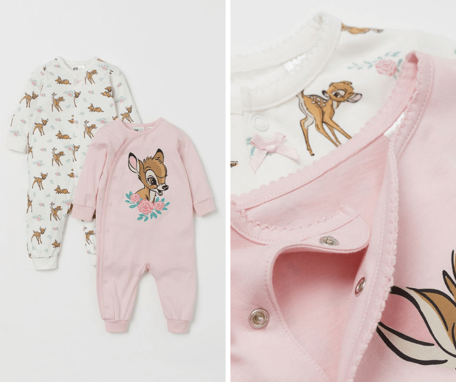 Bambi 2 pack sleepsuits