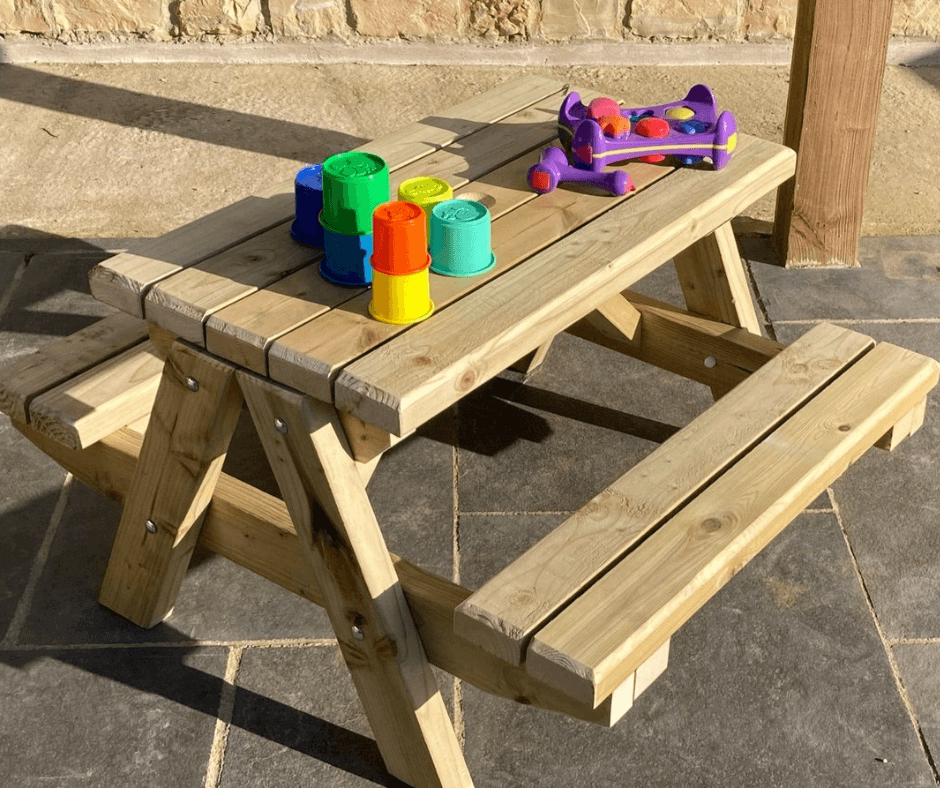 Children's Wooden Picnic Table Bench