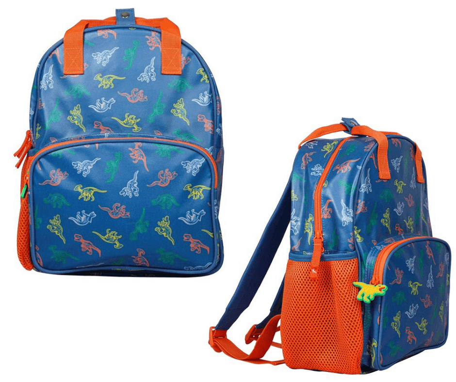 Dino blue and orange backpack