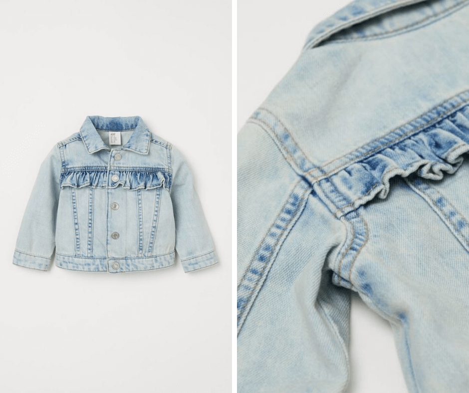 Frill-trimmed denim jacket