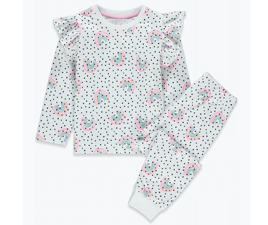 Girls Rainbow Frill Pyjama Set
