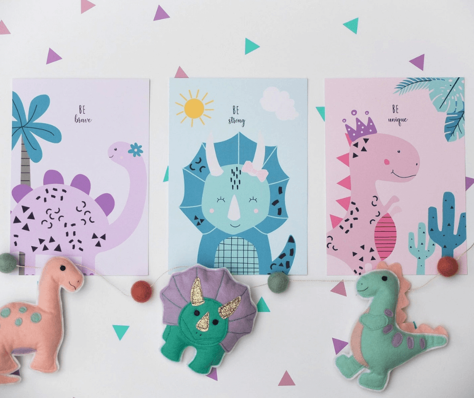 Girly Dino Wall Prints