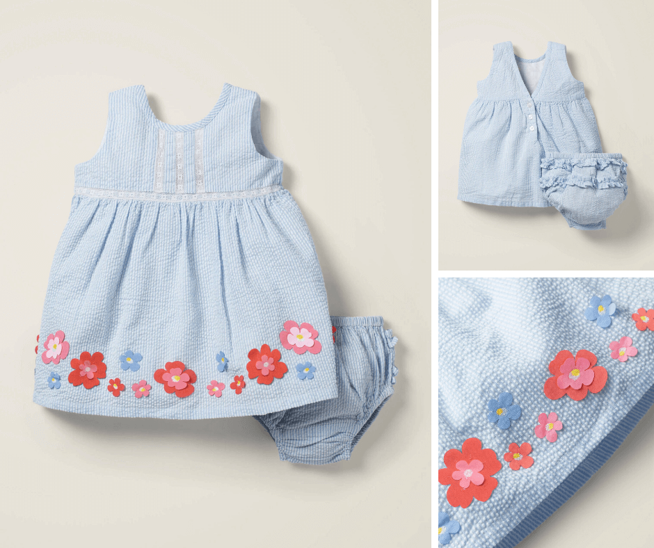 Holiday Appliqué Dress - Sky Blue Floral