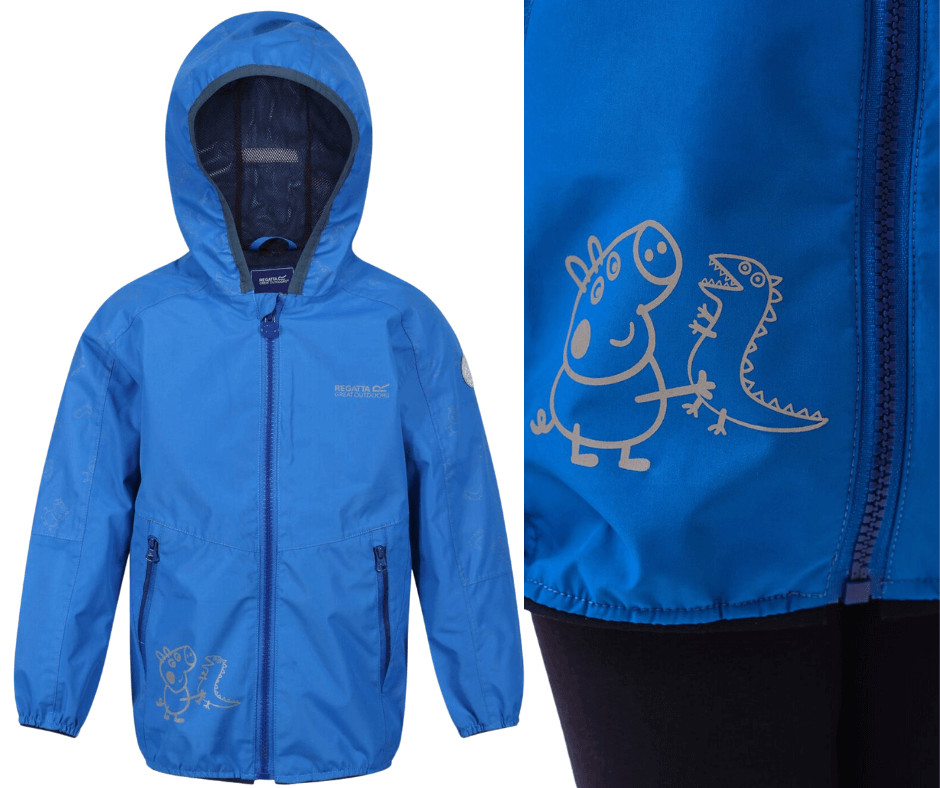 Kids Regatta Peppa Pig Reflective Waterproof Hooded Jacket