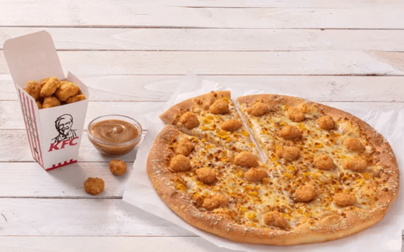 KFC & Pizza Hut Join Forces To Launch Popcorn Chicken Pizza!
