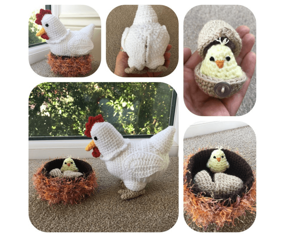 Laying Hen with Chick Crochet Pattern