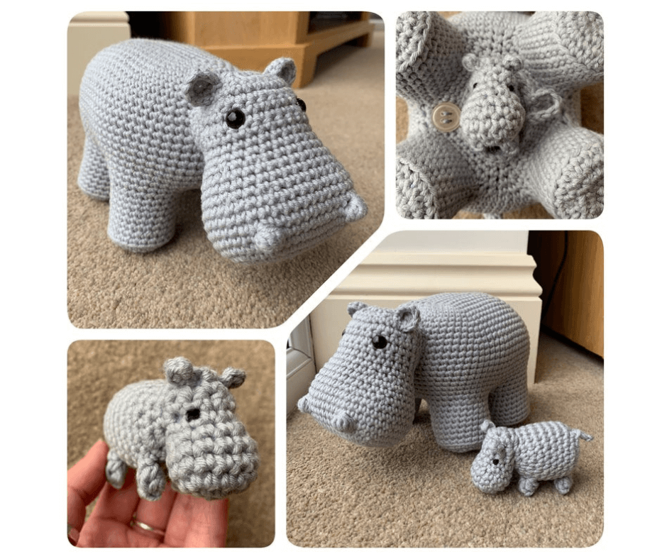 Mother and Baby Hippo Crochet Pattern