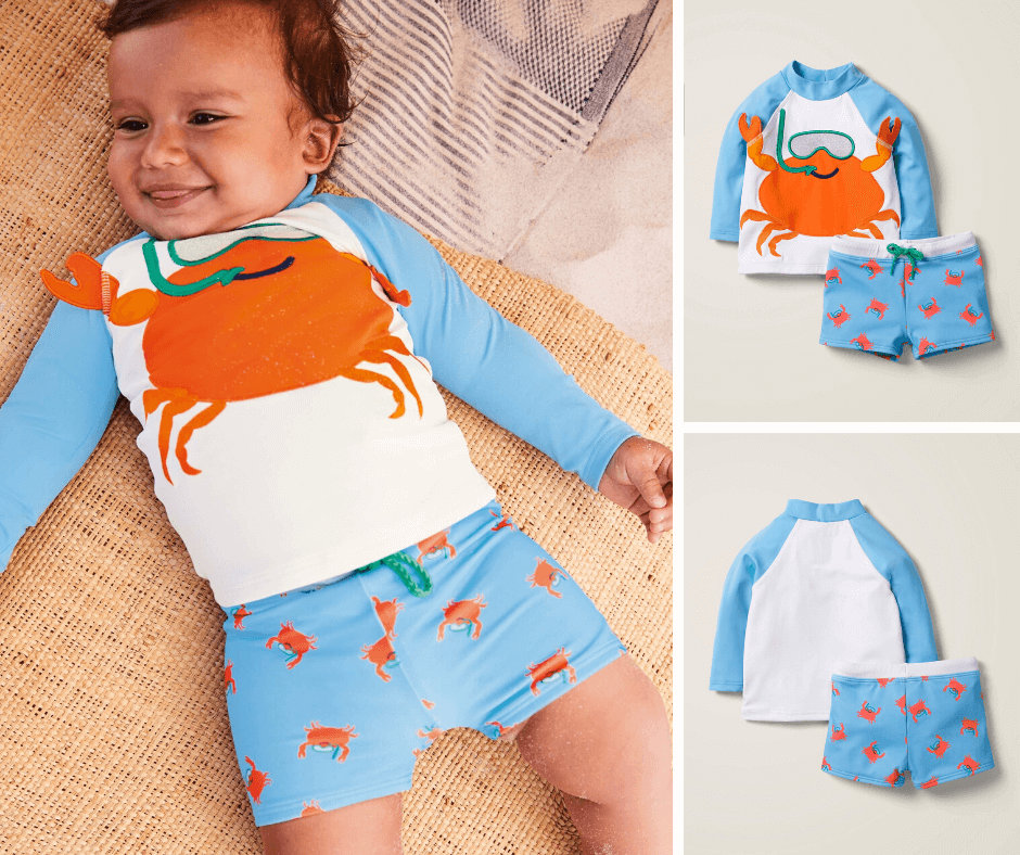 Novelty Crab Rash Vest Set - Cloudy Blue Crab