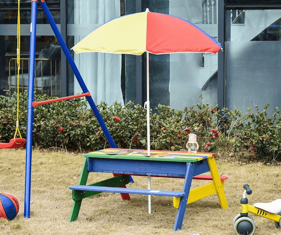 Picnic Table Set Wooden Bench Rainbow