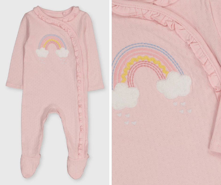 Pink Rainbow Frill Sleepsuit