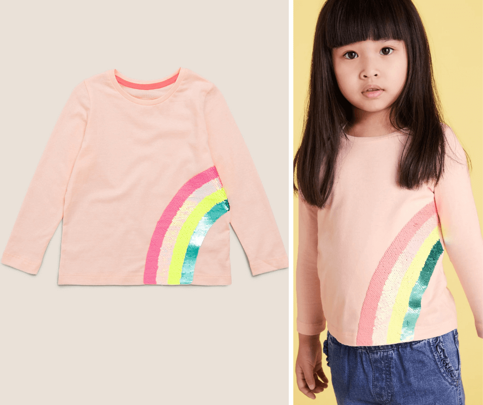 Pure Cotton Rainbow Reversible Sequin Top