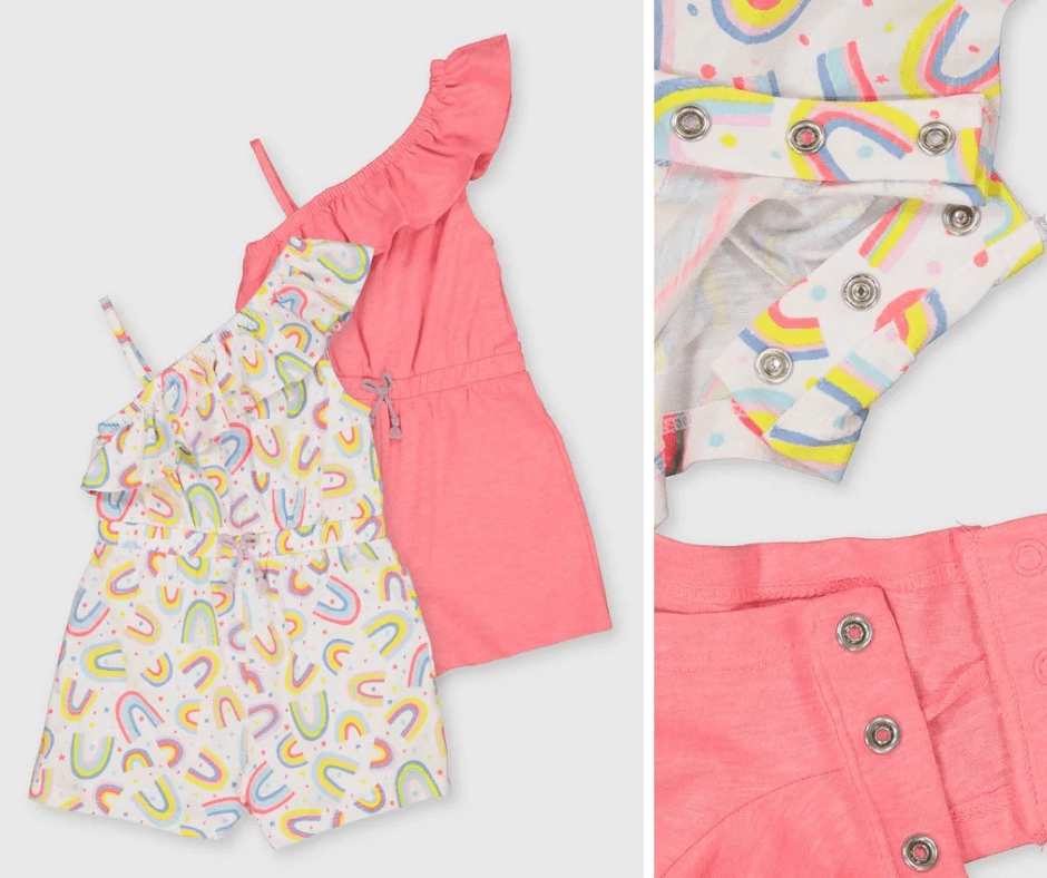 Rainbow Print & Pink Playsuit 2 Pack