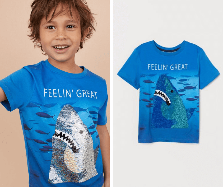 Reversible sequin T-shirt - shark