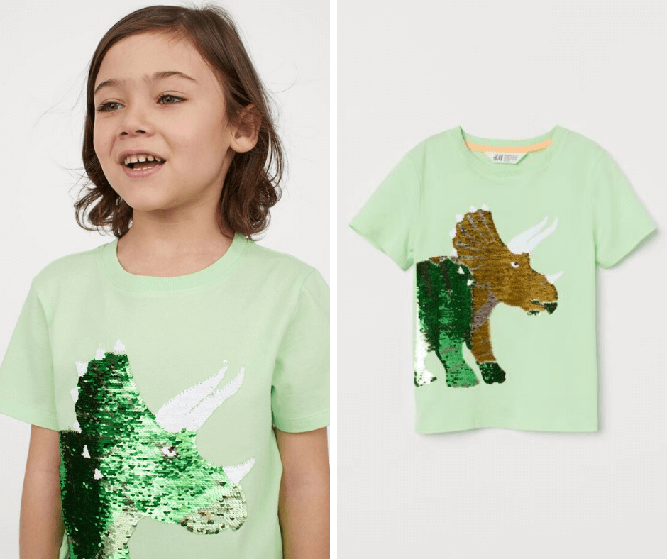 Reversible sequin T-shirt - triceratops