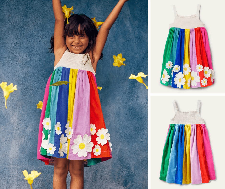 Smocked Sun Dress - Multi Stripe Flowers