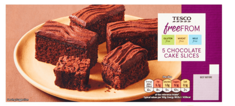 TescoFreeFromChocolateCakeSlicesImage