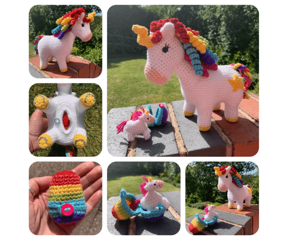Unicorn with Hatching Baby Crochet Pattern