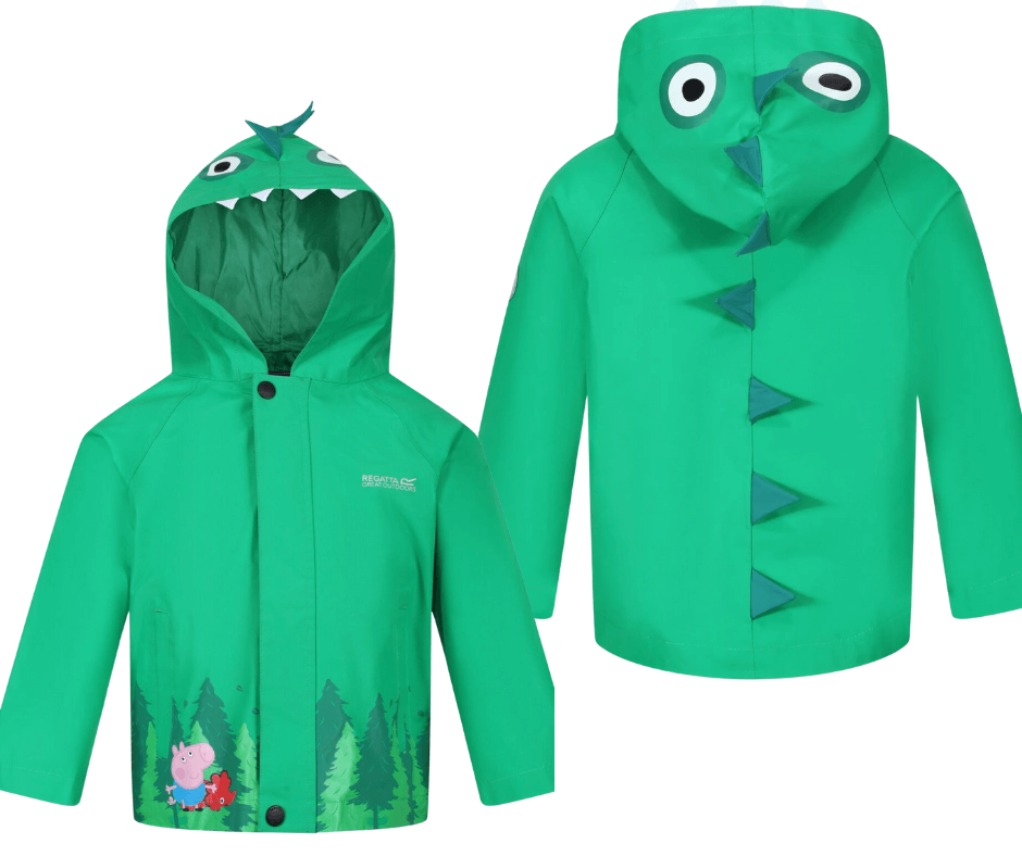 Unisex Regatta Peppa Pig 3D Dinosaur Waterproof Jacket