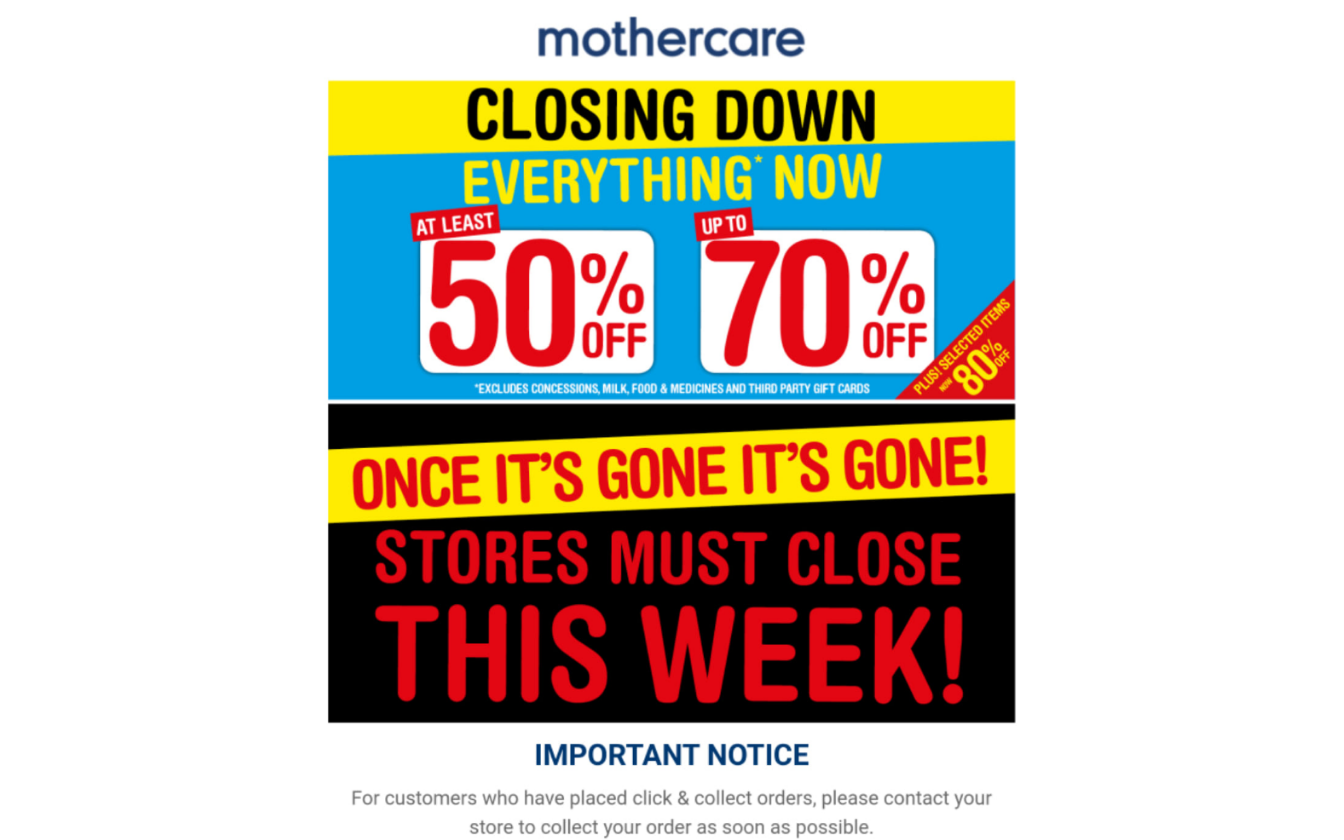 Mothercare Stores Close For Good This Sunday - Get up to 80% off Stock!