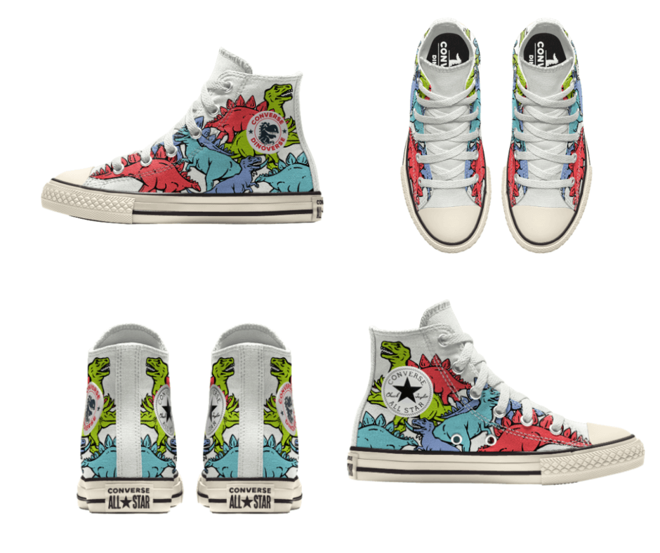 colourful dino converse