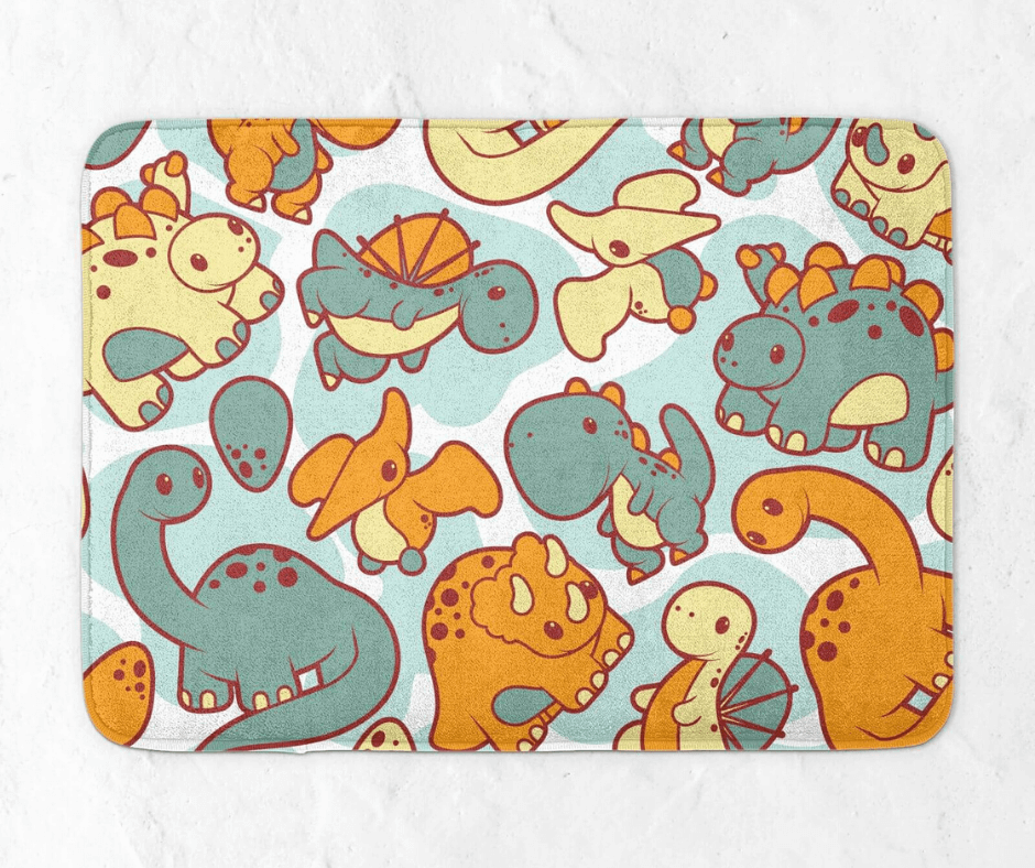 cute dinosaurs bath mat