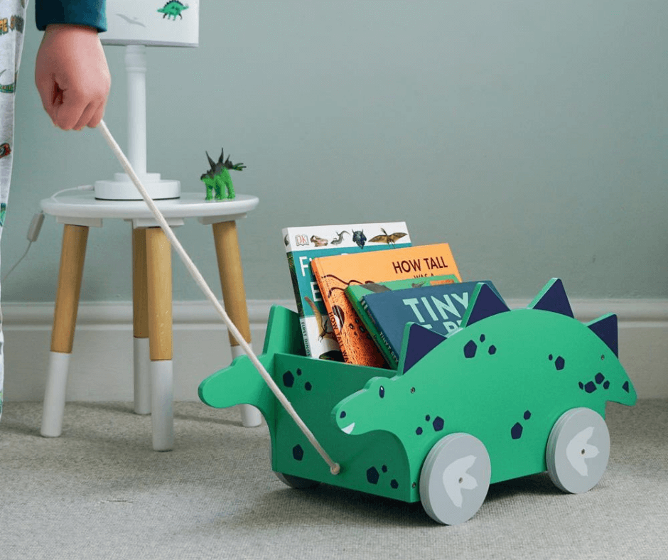 dinosaur book cart