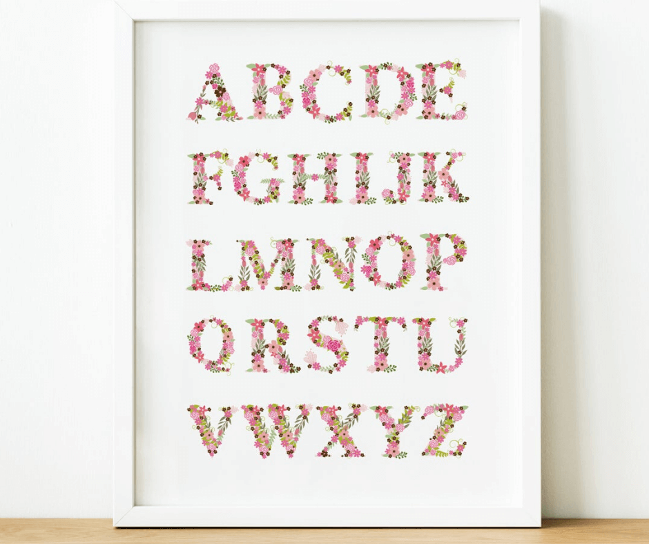 floral alphabet print