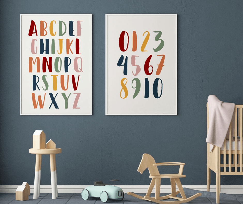 rainbow alphabet print nursery