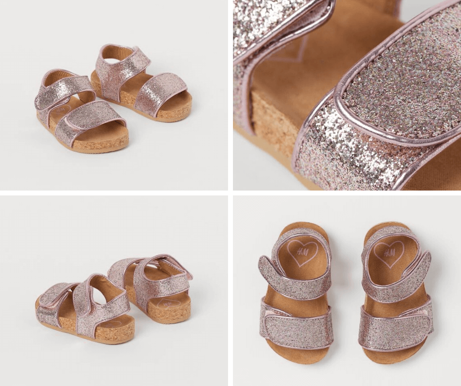 rose gold glitter sandals