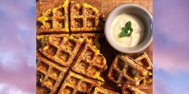 BLW Idea: Savoury Waffles With Mango Yoghurt Dip