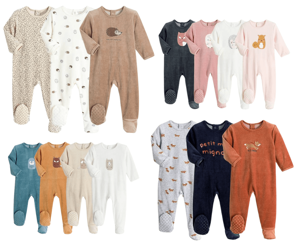 la-redoute-woodland-animals-multipack-sleepsuits