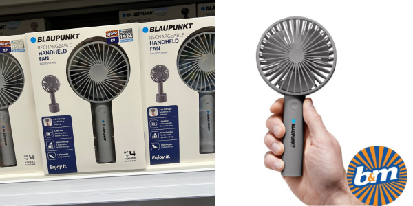 Rechargeable Handheld Fan Only £9 @ B&M
