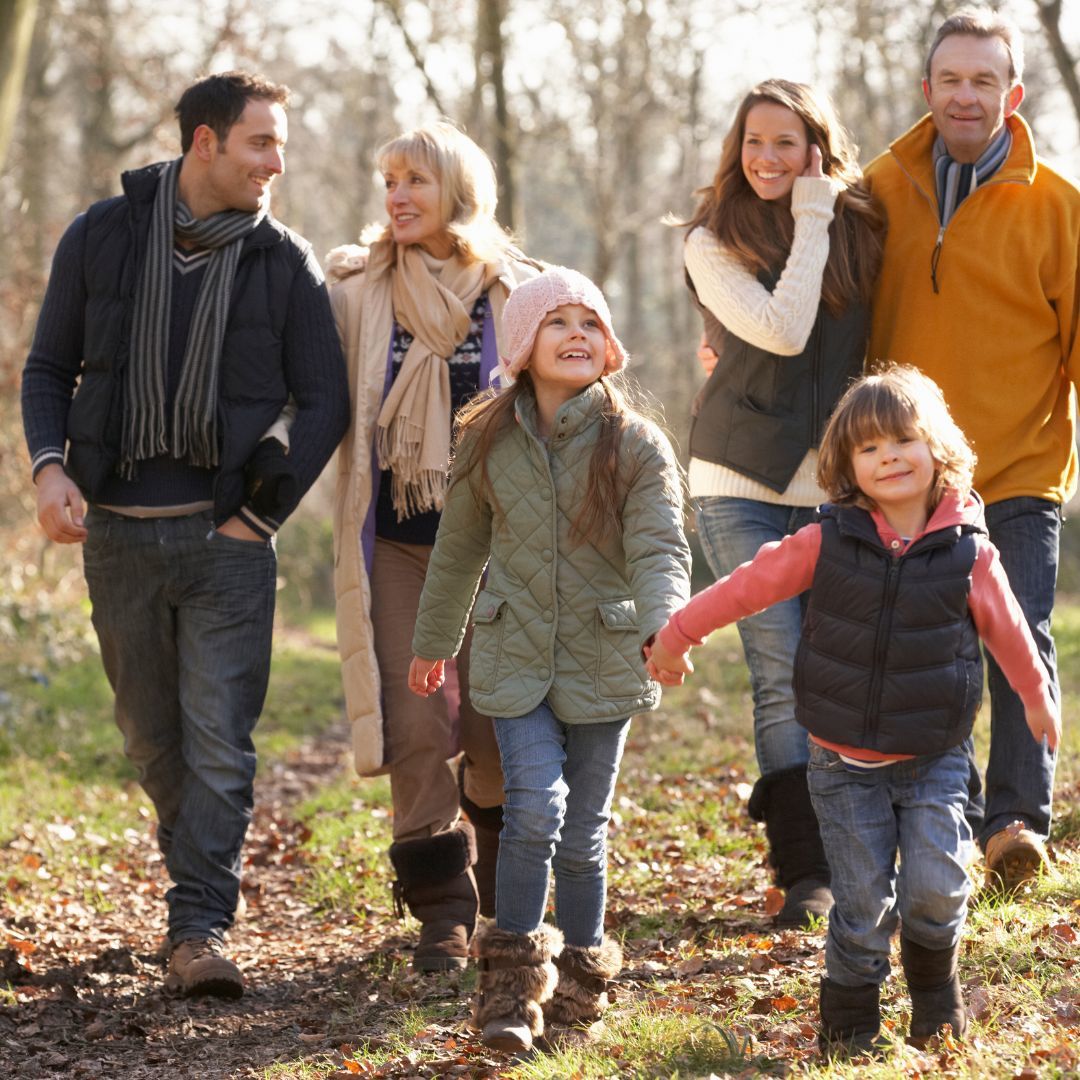 family-walk-outdoors-stock-image