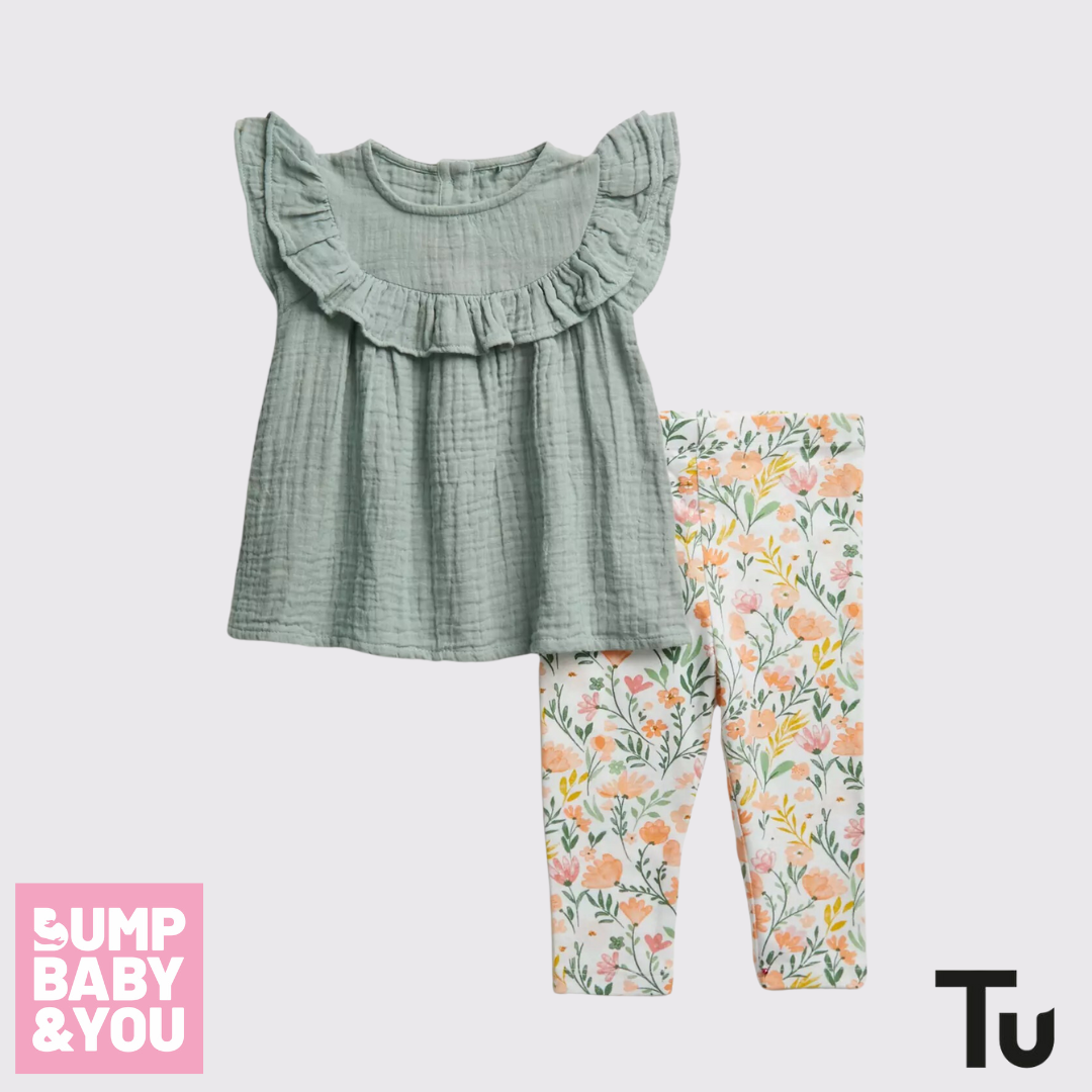 tu-clothing-green-frill-blouse-and-floral-leggings-set